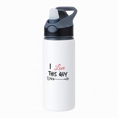 Hacebo® - I love this guy waterfles met rietje zwart - iemand die liefde wilt geven aan een ander - valentijnsdag - cadeau voor vriend(je) - verjaardagscadeau - kado - geschenk - gift - verrassing - water fles - 650ML