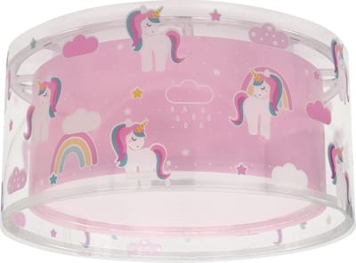 Kinder Plafondlamp - Unicorn Lamp - Kinderkamer Verlichting - Dubbele Transparante Kap - 33 x 33 x 16.5 cm - Wit