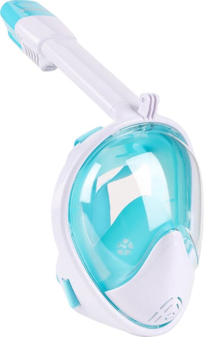 Atlantis Snorkelmasker 2.0 - Duikbril - Snorkel - Snorkelset - Full Face Masker - Volwassenen - Wit/Turquoise - L/XL