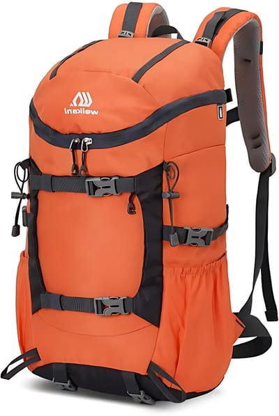 CarryQuest® - 30L Hydratatierugzak - Duurzame Nylon Hiking Backpack met Watercompartiment, Drinksysteem, Rugventilatie, Verstelbare Schouderbanden & Front-/Toploader - 49x28x19 cm - Oranje