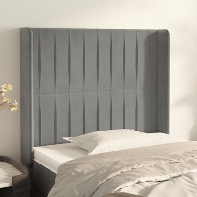 vidaXL - Hoofdbord - met - randen - 83x16x118/128 - cm - fluweel - lichtgrijs