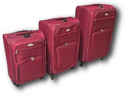 Tobeyz 3 Delige Roze Kofferset - 3 Delige Trolleyset - Handbagagekoffer met slot - Bordeaux Bagageset - Handbagage en Grote Koffer - Verplaatsbaar op 4 Wielen - Stevig Stof - Lichtgewicht