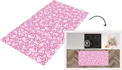 Keukenloper - Loper keuken - Meiden - Hartjes - Roze - Patronen - 120x60 cm - Keukenloper vinyl