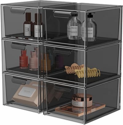 Make-up Opbergers - Cosmetica Lades - Ruimte Organiseren - Stapelbaar Ontwerp - 6 Stuks - Zwart