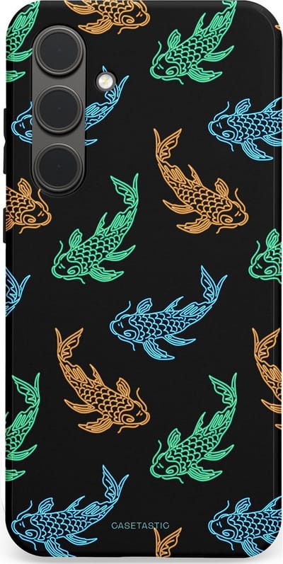 Casetastic hoesje geschikt voor Samsung Galaxy S24 Plus - Dubbellaagse bescherming - Neon Koi - Fashion Case - Zwart Petrol Donkergroen Bruin