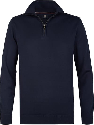 Petrol Industries - Heren Fijngebreide half-zip trui wheel - Blauw - Maat XXXL