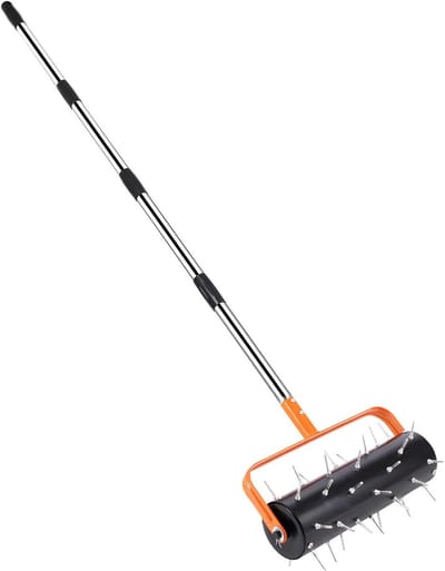 Rollende grasbeluchter - Gazon beluchter - Gazononderhoud verbeteren - Diepere bodempenetratie - 143/179 cm - Zilver