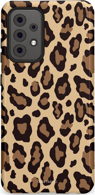 Casetastic hoesje geschikt voor Samsung Galaxy A52 (2021) 5G / Samsung Galaxy A52 (2021) 4G - Dubbellaagse bescherming - Wilde Panter - Fashion Case - Zwart Taupe Crème