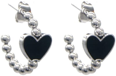 Oorbellen - RVS - hart - zwart - 2cm - dames - sieraden - elegant - stijlvol - cadeau – valentijn – cadeau