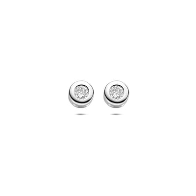 Zilveren gerhodineerde oorknoppen zirkonia 6 mm - 1341355