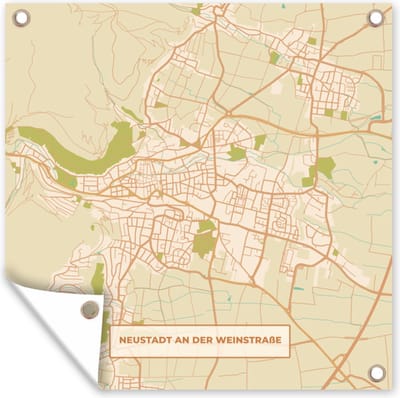 Tuin poster Kaart - Neustadt an der Weinstraße - Stadskaart - Vintage - Plattegrond - 200x200 cm - Tuindoek