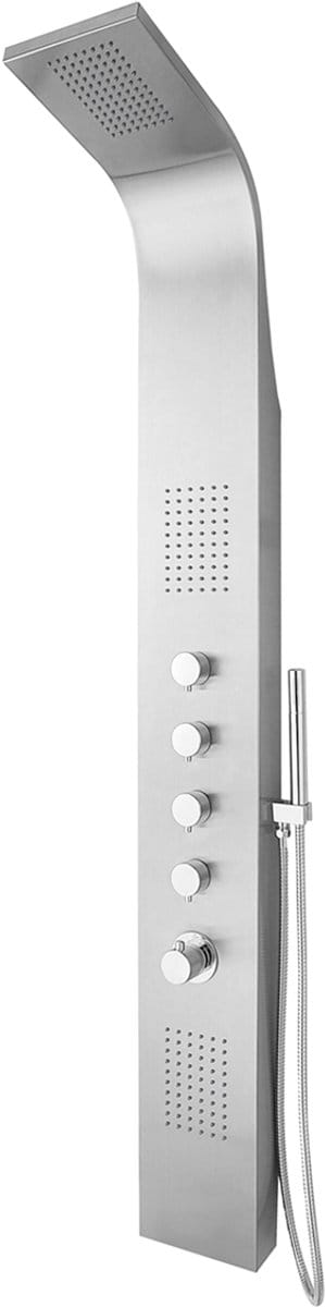 Bally Huron Douchekolom Met Thermostaatkraan 168x22x7cm Regendouche Massagejets En Handdouche RVS Chroom