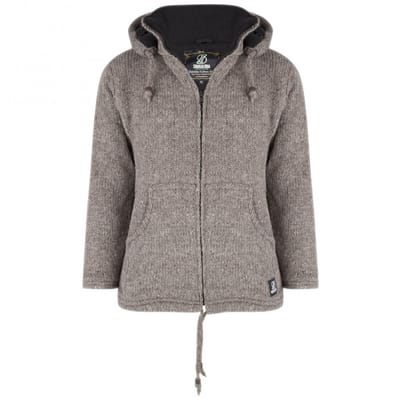 Gebreid Wollen Heren/Uni Vest van Schapenwol met Polyester Fleece voering en afneembare capuchon - SHAKALOHA - M Flash Ziphood S