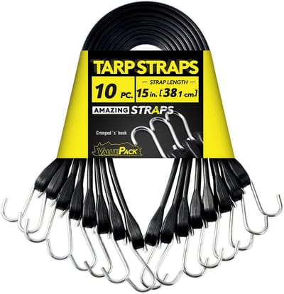 Zware Bungeekoorden met Haken - 15 Inch Rubberen Spanbanden voor Dekzeilen en Beveiligen