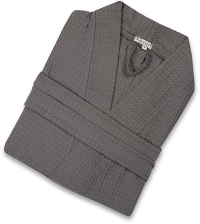 Kayori Geisha Badjas Wafel Lang - Unisex - Biologisch Katoen - Antracite - S - Kort