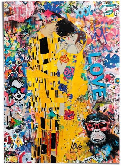 XXL Poster Modern Kiss - 140 x 100 - Papier - REINDERS