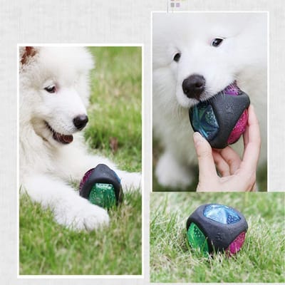 Rubberen Hondenbal Puppy Bijtbestendige Bal Tandverzorgingsspeelgoed voor Huisdier Kiezen Trainbal beige