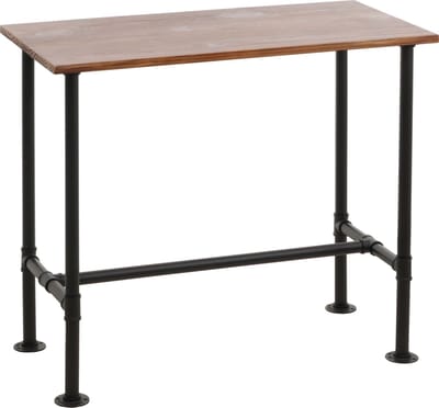 Bartafel MCW-N21, countertafel bistrotafel, voetsteun industrieel metaal massief hout grenen 108x120x61cm ~ bruin