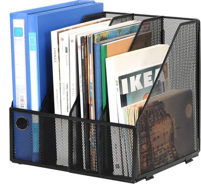 Unyqoos® Stijlvolle en Robuuste A4 Metaal Bureau Organizer met 4 Vakken voor Documenten en Tijdschriften