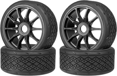 RC Bandenset - Wielen set - RC Auto Rijden - 17 mm Hex - 100 mm diameter - Zwart