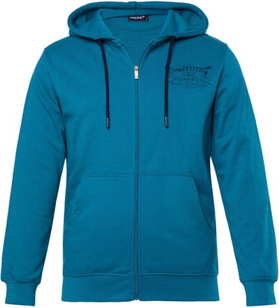 Men Plus - Heren - Hoodie-jack sweatstof capuchon kangoeroezak - Rookblauw - Maat 3XL