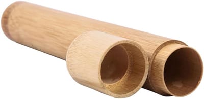 Tandenborstel Beschermhoes - Reis Kokertje - Hygiënisch Vervoer - Gemaakt van Bamboe - 21 cm Lengte - Beige