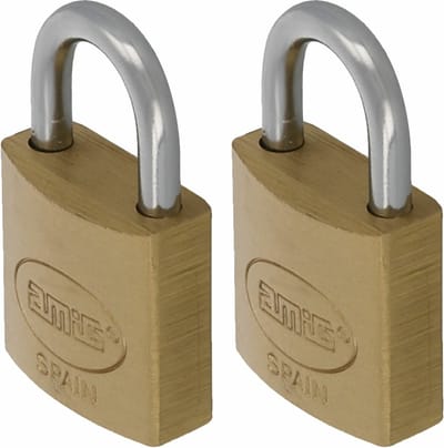 Amig Hangslot met 2 sleutels - 2x - 25 mm - messing - kofferslot