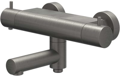 IVY Bond Badthermostaatkraan opbouw met wegdraaibare baduitloop met omstel cooltouch Geborsteld metal black PVD