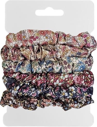 Fako Fashion - Haarelastiek - Scrunchie - Haarwokkel - Haarband - Flower Power - 6 Stuks
