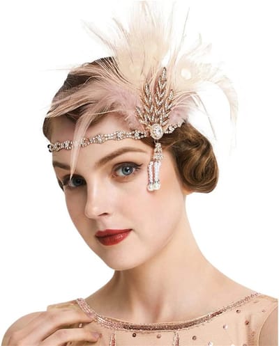 Feather Hoofdband met Strass voor Vrouwelijke Flapper Kostuumaccessoires uit de Jaren '20 - Perfecte Fascinator voor Feestjes en Thema-evenementen
