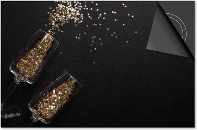 Inductie beschermer 60x60 - afdekplaat inductie mat - Dietrix Kookplaat beschermer - Exclusief - Feestdagen - Glazen champagne met sterretjes