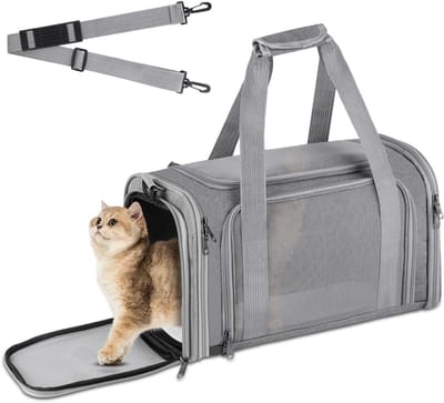 draagbare zachte zijden huisdieren reisdragers voor katten honden huisdieren met schouderriem verwijderbare mat, opvouwbare kattentas, puppymand, tot 15 pond, middelgrote