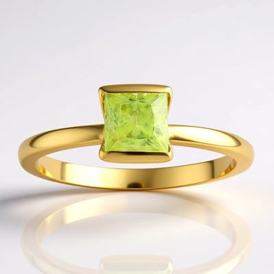 Cavill - Verstelbare Zilveren Ring - 925 Sterling Zilver Verguld - 0,743 Ct Princess Sfeen Madagaskar - Groene Edelsteen - Elegante Damesring