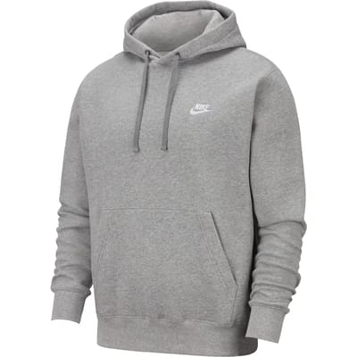 Sportswear Club Fleece-hoodie voor heren, DK grijs gemeleerd/mat zilver/wit