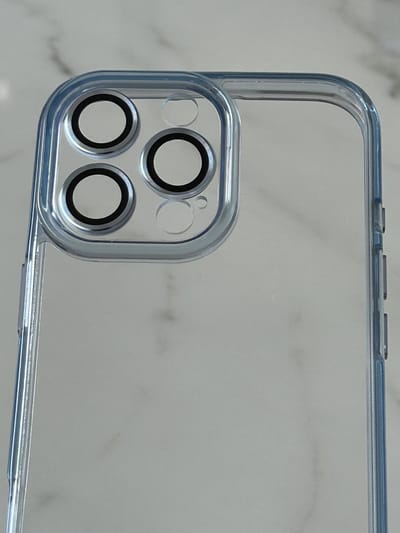Anti-Yellow TPU/PC Hoesje - Geschikt voor iPhone 16 Pro Max - Met Cameralens Glas Bescherming – Transparant/Blauw – 2.5mm Dikte