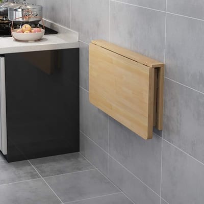 Wandklaptafel - Klapbureau Wandmontage - Ruimte Besparen - Massief Houten Frame - 120 x 50 cm - Geel