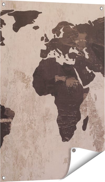 Gards Tuinposter Oude Wereldkaart - 60x90 cm - Tuindoek - Tuindecoratie - Wanddecoratie buiten - Tuinschilderij
