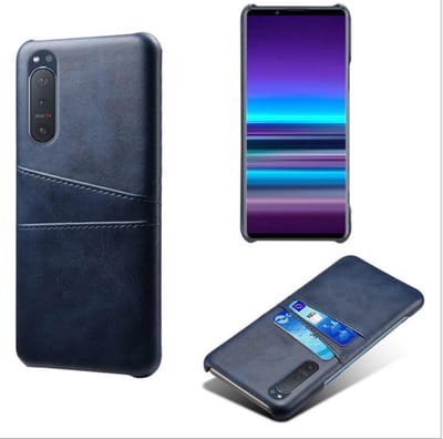 Hybride Back Cover met Opbergvakjes + Gehard Glas Screenprotector voor Sony Xperia 5 II _ Blauw