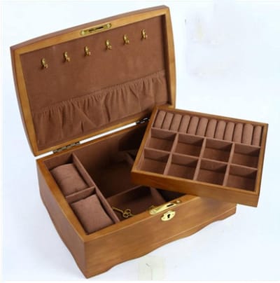 Sieradendoos Hout - Opbergdoos Organiser - Sieraden Opbergen - Met Slot Ontwerp - 26 x 18 x 10 cm - Bruin