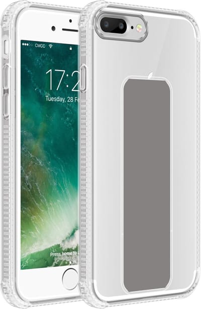 Cadorabo Hoesje geschikt voor Apple iPhone 7 PLUS / 7S PLUS / 8 PLUS in GRIJS - Beschermhoes gemaakt van flexibel TPU silicone Cover Case met houder en standfunctie