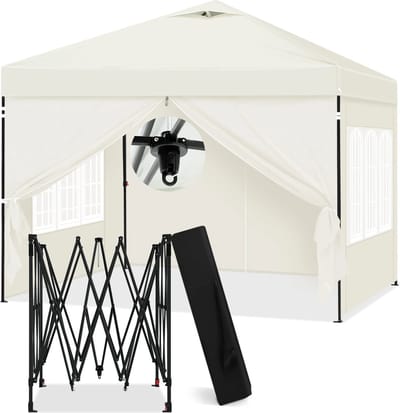 Bealive® Party tent - Opvouwbare Tuinhuisje - Opvouwbare party tent - Met afneembare zijwanden - ramen - Met draagtas - 3M X 3M