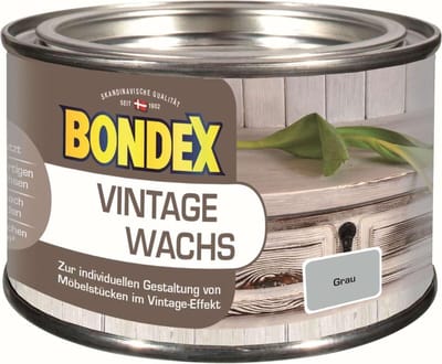 Bondex Vintage Wax Grijs 0,25 L voor 6 m² | Creatieve interieurinrichting | Antiek/shabby chic effect | Verzorgt en beschermt | Zijdeglans | Meubelwas | Houtwas