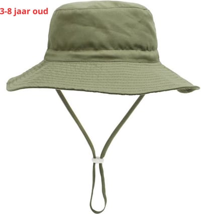 Bovista Zonnehoed - Reishoed - UV Beschermende Hoed - Bucket Hat - Festival - Pet - Hoedje Voor Kinderen - Hoofdbescherming - Militair Groen- 3-8 Jaar