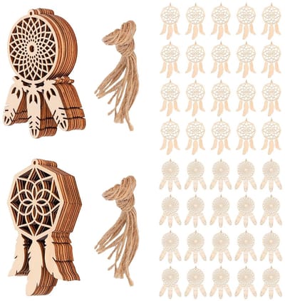 Dailygoods- Dromenvanger DIY - Houten Ornamenten - Knutselen voor Kinderen - Decoratie - 20 Stuks - Natuurlijke Houtkleur - Knutselset