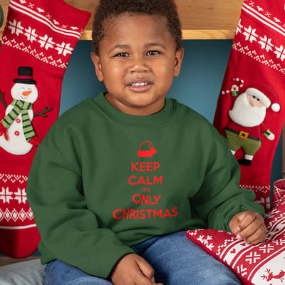 Foute Kersttrui Groen Kind - Keep Calm It's Only Christmas Red (3-4 jaar - MAAT 98/104) - Kerstkleding voor jongens & meisjes