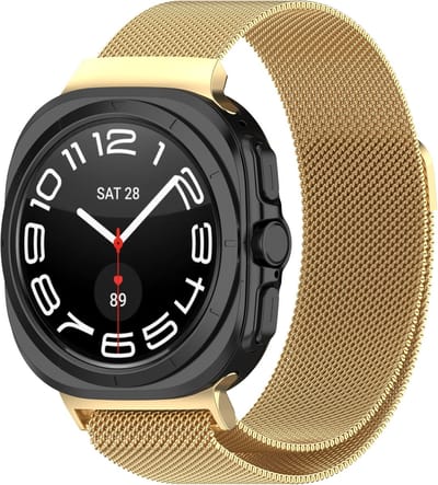 By Qubix - Compatible Samsung bandje - Milanese band - Goud - Geschikt voor Samsung Galaxy Watch Ultra / Ultra 2 - 47mm
