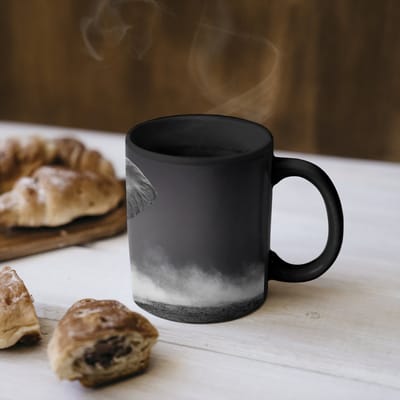Magische Mok - Foto op Warmte Mokken - Koffiemok - Olifant - Zwart - Wit - Rook - Magic Mok - Beker - 350 ML - Theemok