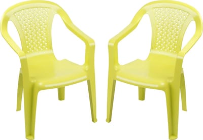 Sunnydays Kinderstoel - 2x - groen - kunststof - buiten/binnen - L37 x B35 x H52 cm - tuinstoelen