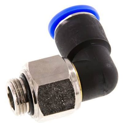12mm & G3/8'' L-stuk Draaidoorvoer Insteek Buitendraad Vernikkeld Messing/PBT NBR