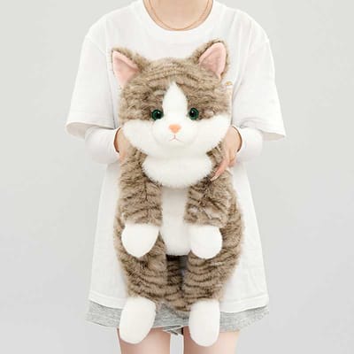 Câlin Bébé Chat Mignon Simulation Poupée en Peluche Compagnie d'Enfants Câlin Poupée Dormante Fille Cadeau d'Anniversaire No. 3 30CM beige